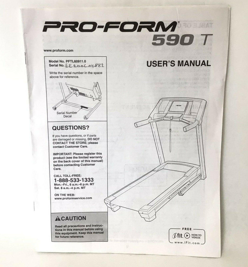 Used proform 520 treadmill manual sale