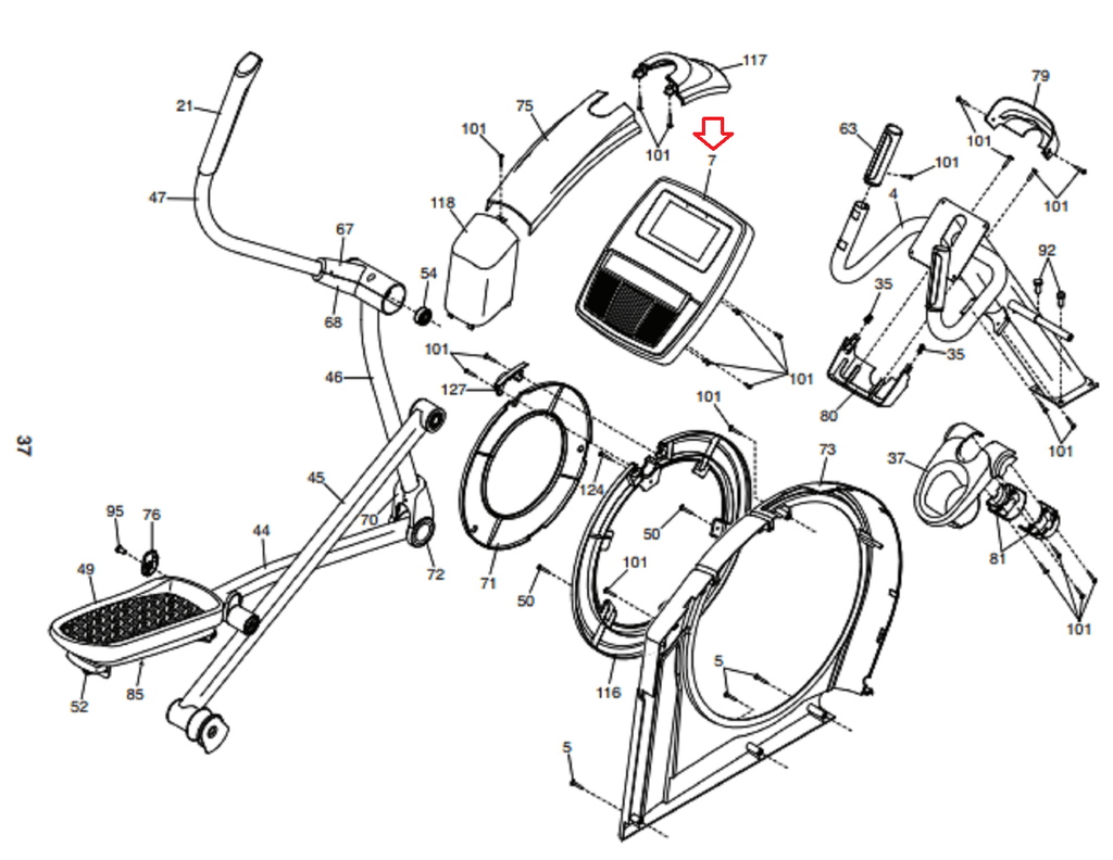 Proform carbon outlet e7 elliptical assembly