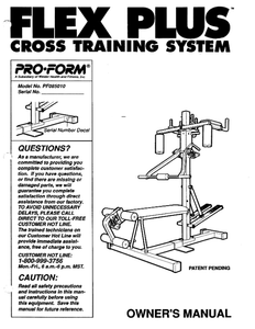 Proform Flex - Pf085010 Strength System Owner Manual 104913 - hydrafitnessparts