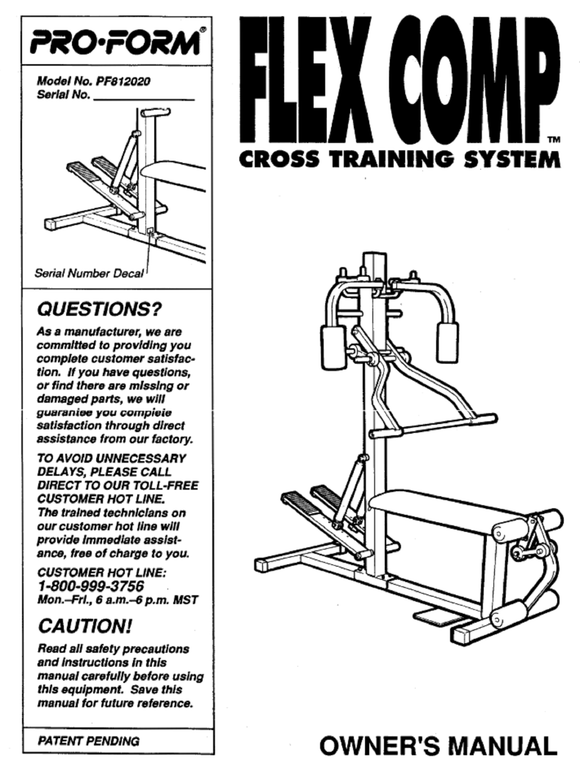 ProForm FLEX - PF812020 Strength System Owner Manual 108486 - hydrafitnessparts