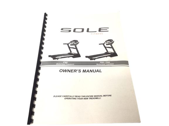 Sole Fitness F80 (580818) Treadmill Owner's User's Manual - hydrafitnessparts