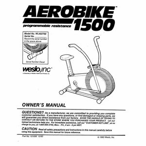 Weslo Aerobike - Wl402701 Stationary Bike Owner Manual 103763 - hydrafitnessparts