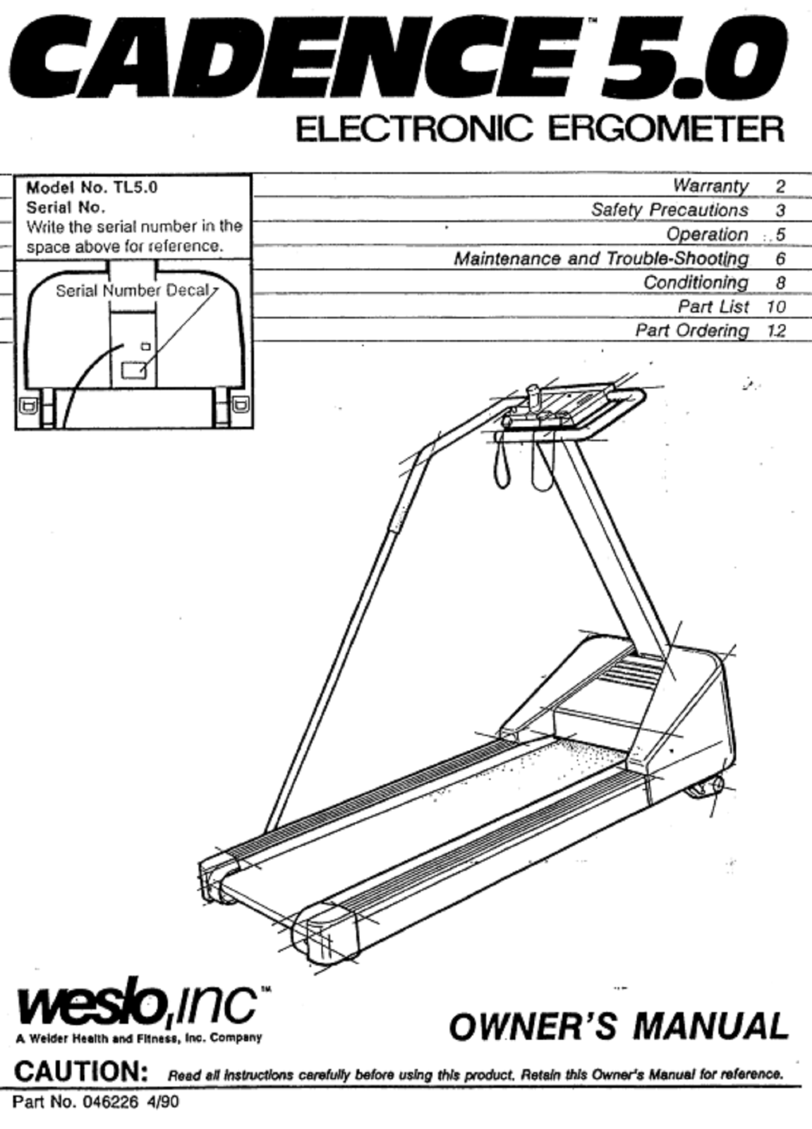 Weslo 5.0 treadmill hotsell
