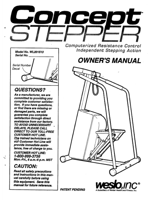 Weslo Concept - Wl201513 Stepper Step Owner Manual 107856 - hydrafitnessparts