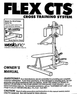 Weslo FLEX - WL870302 Strength System Owners Manual 103135 - hydrafitnessparts